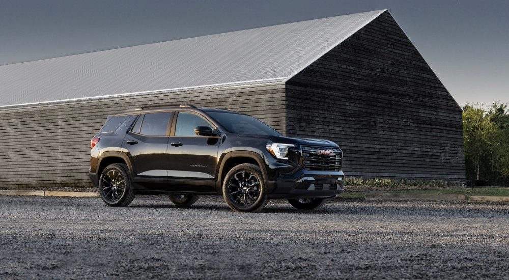A black 2025 GMC Terrain after leaving a GMC dealer near Farmington.