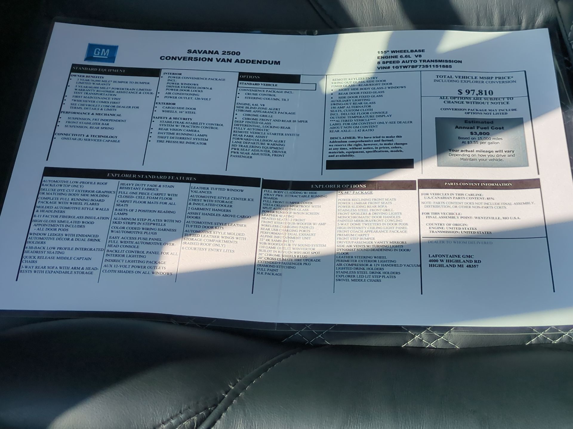 2025 GMC Savana Cargo 2500 Work Van