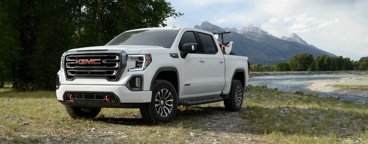 White 2021 GMC Sierra 1500 parked off-road