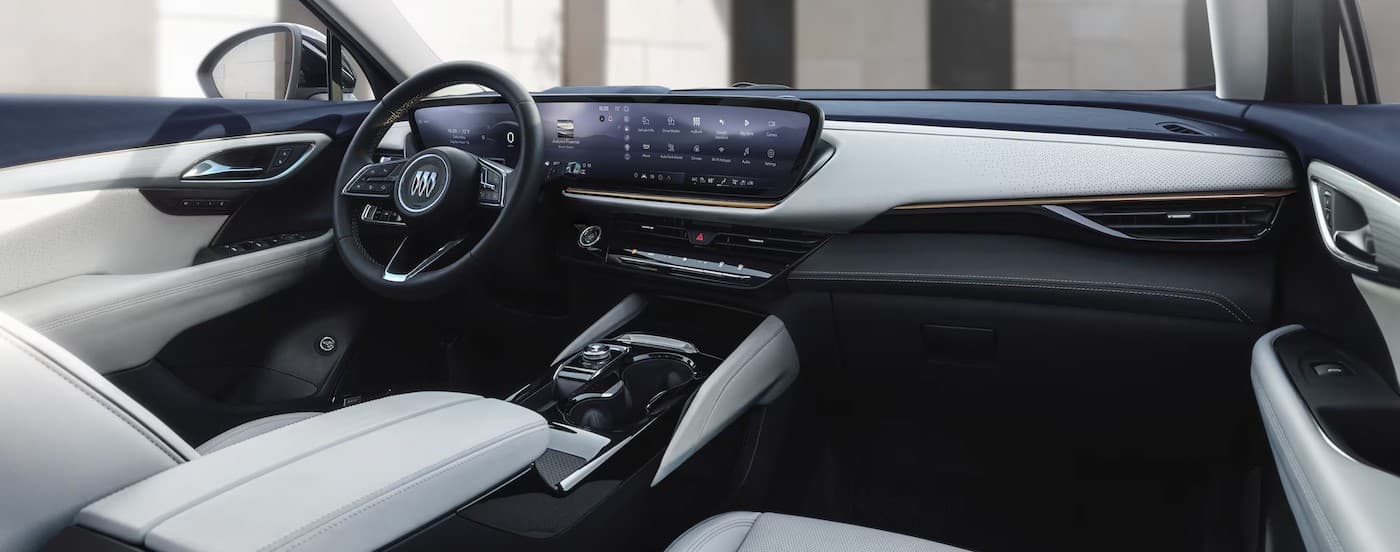 The black and white interior in a 2025 Buick Envision.