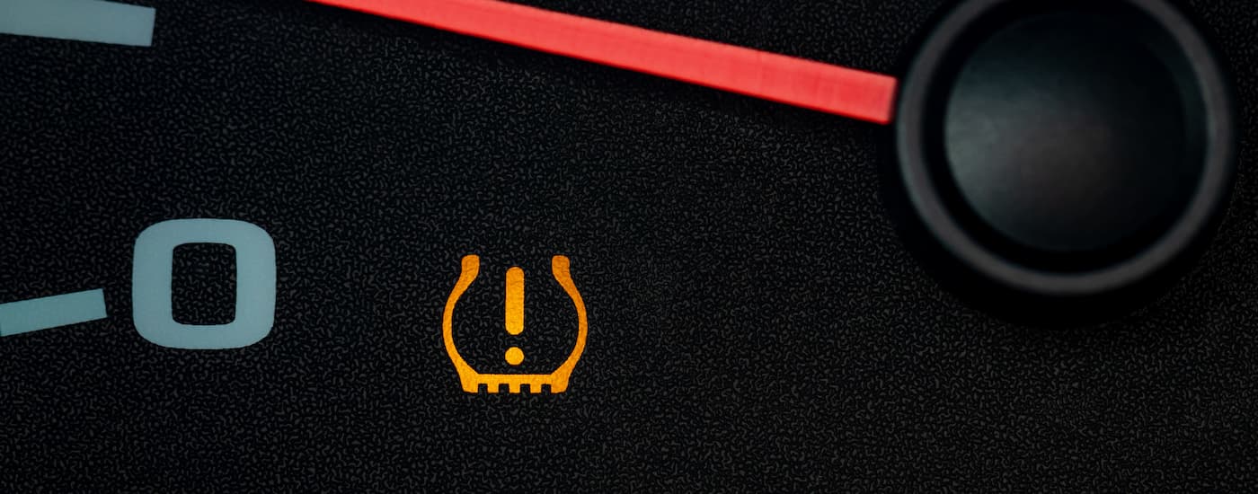 Tire pressure light on a vehicle's dashboard